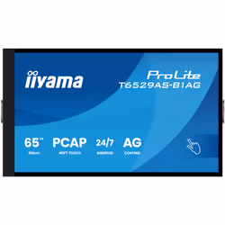 iiyama T6529AS-B1AG Écran d'affichage dynamique Écran plat interactif 163,8 cm (64.5") LED Wifi 500 cd/m² 4K Ultra HD Noir Écran tactile Intégré dans le processeur Android 24/7