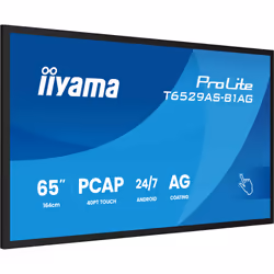 iiyama T6529AS-B1AG Écran d'affichage dynamique Écran plat interactif 163,8 cm (64.5") LED Wifi 500 cd/m² 4K Ultra HD Noir Écran tactile Intégré dans le processeur Android 24/7 - Vue supplémentaire 4