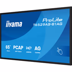 iiyama T6529AS-B1AG Écran d'affichage dynamique Écran plat interactif 163,8 cm (64.5") LED Wifi 500 cd/m² 4K Ultra HD Noir Écran tactile Intégré dans le processeur Android 24/7 - Vue supplémentaire 8