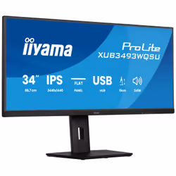 iiyama ProLite XUB3493WQSU-B6, 86,4 cm (34"), 1440 x 3440 pixels, UltraWide Quad HD, LED, 1 ms, Noir