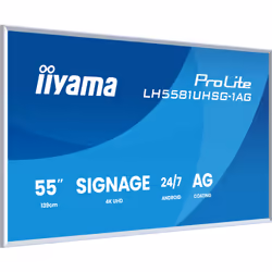 iiyama LH5581UHSG-1AG Écran d'affichage dynamique Écran plat interactif 138,7 cm (54.6") Wifi 500 cd/m² 4K Ultra HD Blanc Intégré dans le processeur Android 10 24/7