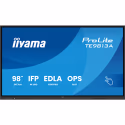 iiyama TE9813A-B2AG Écran d'affichage dynamique Écran plat interactif 2,48 m (97.5") Wifi 500 cd/m² 4K Ultra HD Noir Écran tactile Intégré dans le processeur Android 24/7 - Vue supplémentaire 4