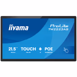 iiyama TW2223AS-B3P Écran d'affichage dynamique Écran plat interactif 54,6 cm (21.5") Wifi 450 cd/m² Full HD Noir Écran tactile Intégré dans le processeur Android 24/7 - Vue supplémentaire 3