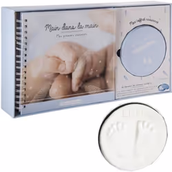 Grand Coffret de Naissance Garçon : Album de Naissance Souvenirs + Boîte à Empreinte Mains Pieds Bébé