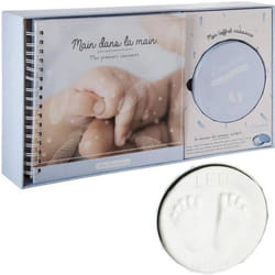 Grand Coffret de Naissance Garçon : Album de Naissance Souvenirs + Boîte à Empreinte Mains Pieds Bébé