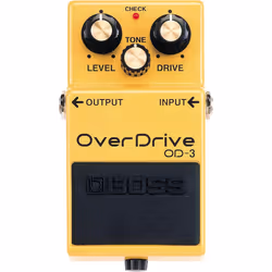 BOSS OD-3, Pédale d'expression, Noir, Jaune, Guitare, -20 dB, 1000000 Ohm, 1000 Ohm