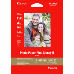 Canon Papier photo brillant extra II 5 × 7 po (13 × 18 cm) PP-201 - 20 feuilles, Hautement brillant, 260 g/m², Blanc, 20 feui ...