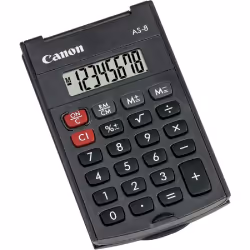 Canon AS-8, Poche, Calculatrice à écran, 8 chiffres, Affichage inclinable, Batterie, Gris
