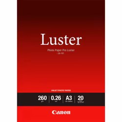 Canon Papier Photo Professionnel Lustré LU-101 A3 - 20 feuilles, Satin, 260 g/m², Blanc, 260 µm, 10 - 35 °C, 10 - 35 °C