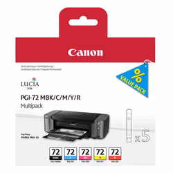 Canon Multipack de cartouches d'encre PGI-72 MBK/C/M/Y/R 5, Rendement standard, 5 pièce(s), Multi pack