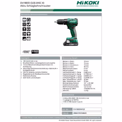 Hikoki DV18DDWQZ visseuse électrique et visseuse à percussion Multicolore