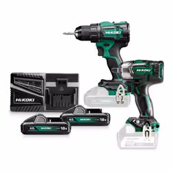 Ensemble d'outils Hikoki KC18DEWFZ (DS18DE + WR18DBDL2); 18 V; 2x4,0 Ah accu.