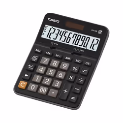 Casio DX-12B, Bureau, Calculatrice basique, 12 chiffres, 1 lignes, Batterie/Solaire, Noir