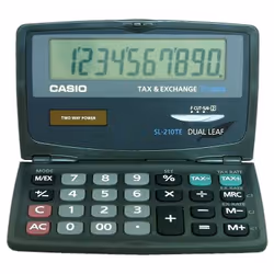 Casio SL-210TE, Poche, Calculatrice basique, 10 chiffres, Affichage inclinable, Batterie/Solaire, Noir