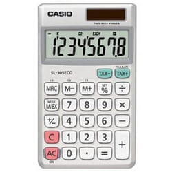 Casio SL-305ECO calculatrice Poche Calculatrice basique Argent, Blanc