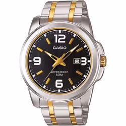 Montre Hommes - CASIO - MTP-1314SG-1AVDF - Etanche 50m - Bracelet Acier Inoxydable - Cadran Noir/Blanc/Jaune