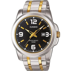 Montre Hommes - CASIO - MTP-1314SG-1AVDF - Etanche 50m - Bracelet Acier Inoxydable - Cadran Noir/Blanc/Jaune
