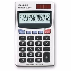 Sharp EL-379SB, Poche, Calculatrice basique, 12 chiffres, 1 lignes, Batterie, Blanc
