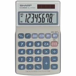 Sharp EL-240SA, Poche, Calculatrice basique, 8 chiffres, 1 lignes, Batterie/Solaire, Bleu, Gris
