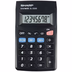 Sharp EL-233S, Poche, Calculatrice basique, 8 chiffres, 1 lignes, Batterie, Noir