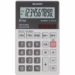 Sharp EL-W211G, Poche, Calculatrice financière, 10 chiffres, 1 lignes, AC/Batterie, Gris