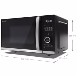 Sharp YC-QS254AE-B micro-onde Comptoir Micro-onde simple 25 L 900 W Noir, Acier inoxydable