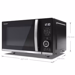 Sharp YC-QS204AE-B micro-onde Comptoir Micro-onde simple 20 L 800 W Noir, Acier inoxydable