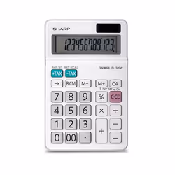 Sharp EL320WB, Bureau, Calculatrice basique, 12 chiffres, Affichage inclinable, Batterie/Solaire, Blanc
