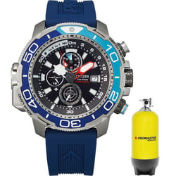 Montre Hommes CITIZEN Eco-Drive Chronographe Bracelet Caoutchouc Bleu BJ2169-08E