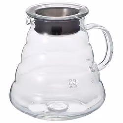 Hario V60 Range Server 800, Carafe, 0,93 L, Noir, Transparent, Verre, Rond, Silicone