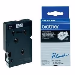 Brother Gloss Laminated Labelling Tape - 12mm, Black/White, 10-pk, TC, 7,7 m, 1,2 cm