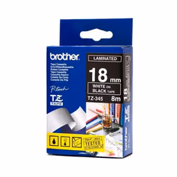 Brother TZ-345, Blanc sur noir, TZ, Bleu, Transfert thermique, Gloss, Brother
