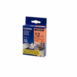 Brother TZ-B31, Noir sur fond orange fluorescent, TZ, Noir, Transfert thermique, Gloss, Brother