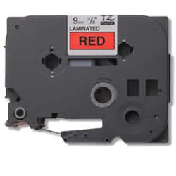 Brother Gloss Laminated Labelling Tape - 9mm, Black/Red ruban d'étiquette TZ