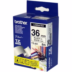 Brother TZ-261, Noir sur blanc, TZ, Noir, Gloss, Brother, PT-2500, PT-3600, PT-550, PT-9200, PT-9400, PT-9500, PT-9600, PT-97 ...