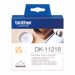 Brother DK-11218 - Rouleau d'étiquettes original – Noir sur blanc, 24 mm de diamètre, Blanc, DK, Ø 24 mm, 1000 pièce(s)
