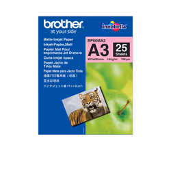 Brother BP60MA3 - Papier mat A3 original, Impression à jet d'encre, A3 (297x420 mm), Mat, 25 feuilles, 145 g/m², Blanc