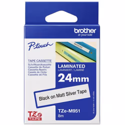 Brother TZe-M951, Noir sur argent, Brother, 8 m, 2,4 cm