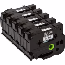 Brother HGE-251V5, 5 pièce(s), HGe, Noir sur blanc, P-touch 9500PC, 9700PC, 9800PCN, RL700S, 2,4 cm, 8 m