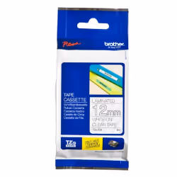 Brother Ruban pour étiqueteuse 12mm, Blanc sur transparent, TZe, Gris, Brother, PT-1280HK, PT-1280SN, PT-1280KT, PT-1100SN, P ...