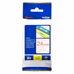 Brother Ruban pour étiqueteuse 24mm, Rouge sur blanc, TZe, Transfert thermique, Brother, PT-2430PC, PT-2700, PT-2730, PT-9600 ...