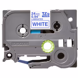 Brother TZe-253 - Cassette à ruban pour étiqueteuse originale – Bleu sur blanc, 24 mm de large