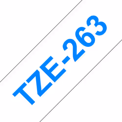 Brother TZE-263, Bleu sur blanc, TZe, Transfert thermique, Brother, PT-9600, PT-9700PC, PT-9800PCN, 3,6 cm