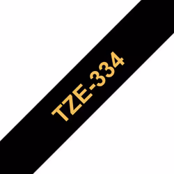 Brother TZE-334, Or sur noir, TZe, Transfert thermique, Brother, PT-1280HK, PT-1280SN, PT-1280KT, PT-D200HK, PT-1100SN, PT-11 ...