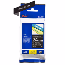 Brother Ruban pour étiqueteuse 24mm, Blanc sur noir, TZe, Transfert thermique, Brother, PT-7600, PT-2430PC, PT-2700, PT-2730, ...