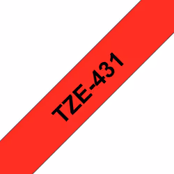 Brother TZe-431 - Cassette à ruban pour étiqueteuse originale – Noir sur rouge, 12 mm de large, 1,2 cm, 8 m, 17 mm, 68 mm, 94 ...
