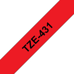 Brother TZe-431 - Cassette à ruban pour étiqueteuse originale – Noir sur rouge, 12 mm de large