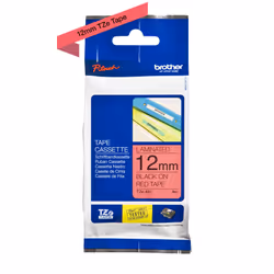 Brother TZe-431 - Cassette à ruban pour étiqueteuse originale – Noir sur rouge, 12 mm de large