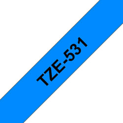 Brother TZe-531 - Cassette à ruban pour étiqueteuse originale – Noir sur bleu, 12 mm de large