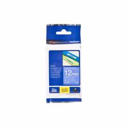 Brother Ruban pour étiqueteuse 12mm, Blanc sur bleu, TZe, Transfert thermique, Brother, PT-1280HK, PT-1280SN, PT-1280KT, PT-D ...